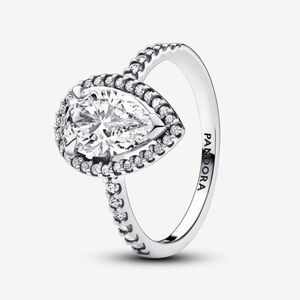 Pandora Sparkling Pear Halo Ring Size 7